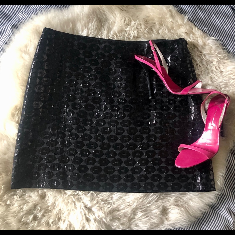J. Crew Black Metallic Jacquard Miniskirt